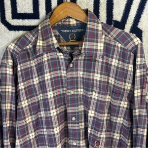 Vtg Tommy Hilfiger Plaid Button Up Shirt Vintage 90s Size XL Long Sleeve